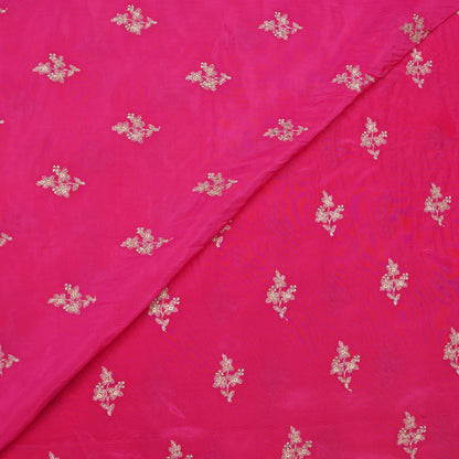 Pink Butti Embroidery Fabric.