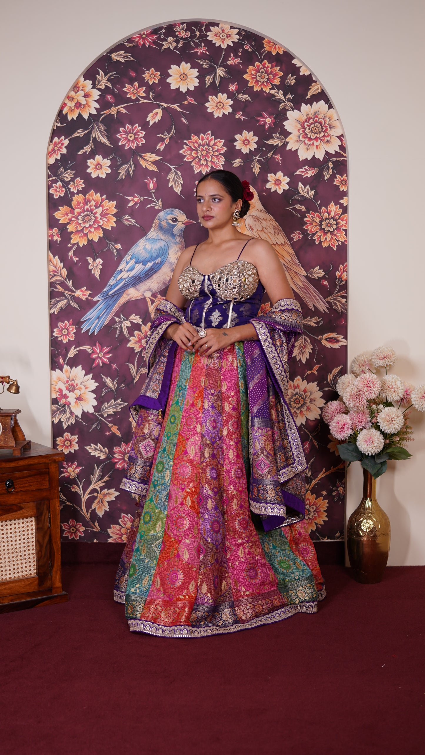 Premium Bandhani Silk Lehenga Set.