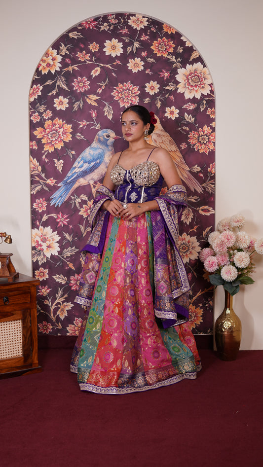 Premium Bandhani Silk Lehenga Set.
