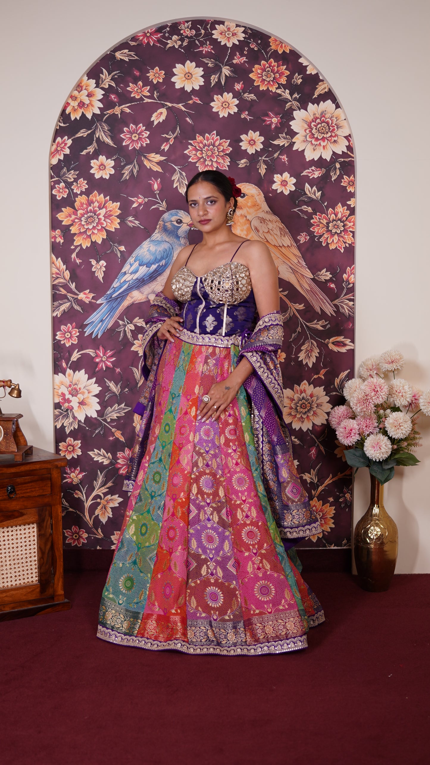 Premium Bandhani Silk Lehenga Set.
