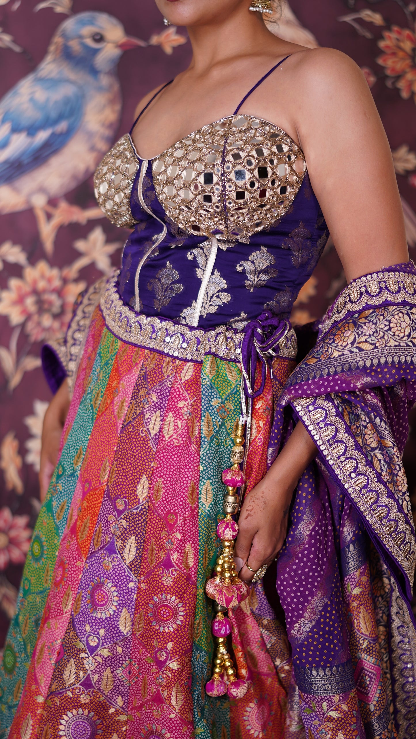 Premium Bandhani Silk Lehenga Set.