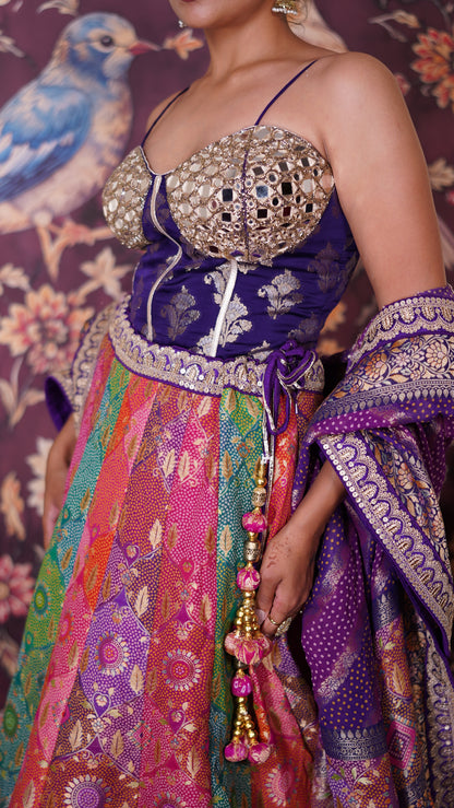 Premium Bandhani Silk Lehenga Set.