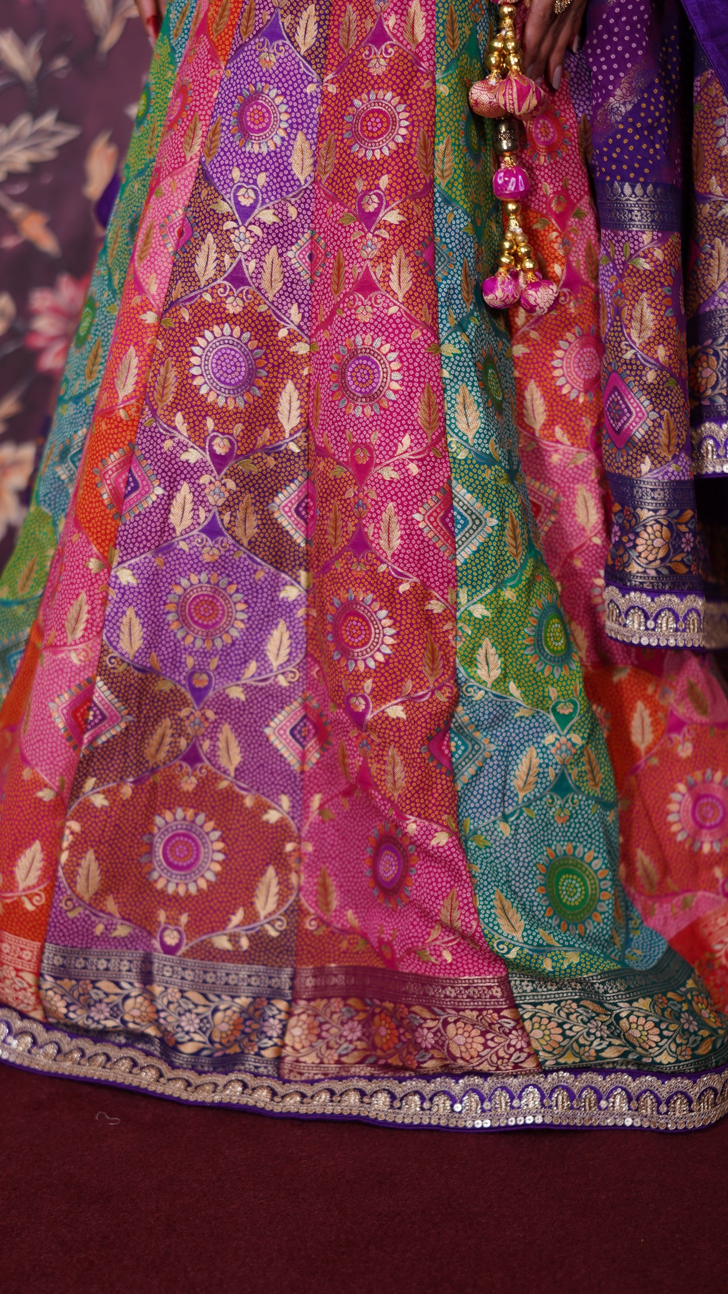 Premium Bandhani Silk Lehenga Set.