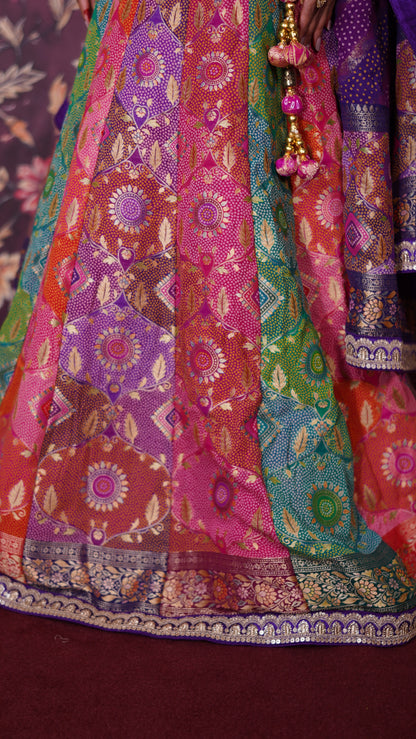 Premium Bandhani Silk Lehenga Set.