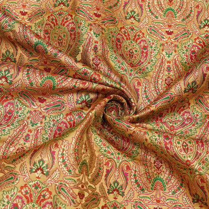 Premium Banarasi Brocade Fabric with Multicolour Traditional Paisley & Floral Zari Weaving