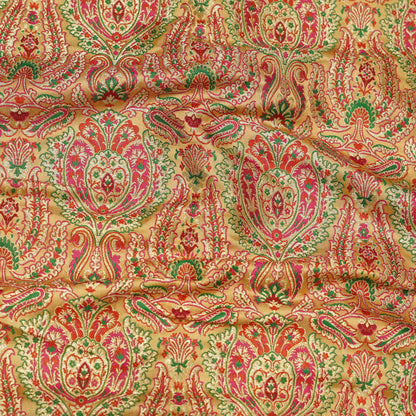 Premium Banarasi Brocade Fabric with Multicolour Traditional Paisley & Floral Zari Weaving