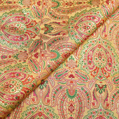 Premium Banarasi Brocade Fabric with Multicolour Traditional Paisley & Floral Zari Weaving