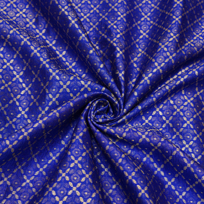 Royal Blue Golden Butti Brocade Fabric