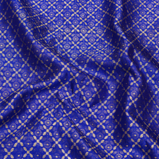 Royal Blue Golden Butti Brocade Fabric