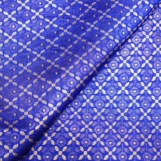 Royal Blue Golden Butti Brocade Fabric