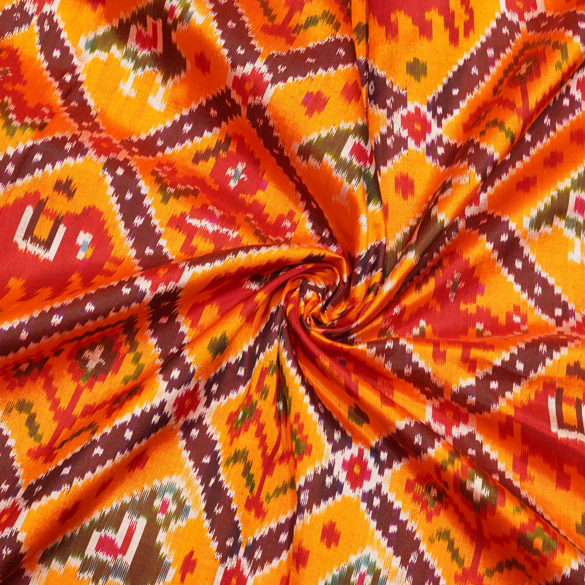 Premium Multicolour Ekat-Inspired Geometric Printed Fabric