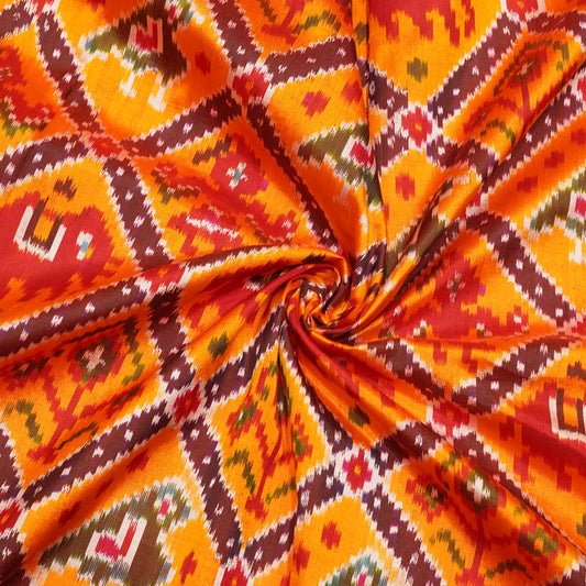 Premium Multicolour Ekat-Inspired Geometric Printed Fabric