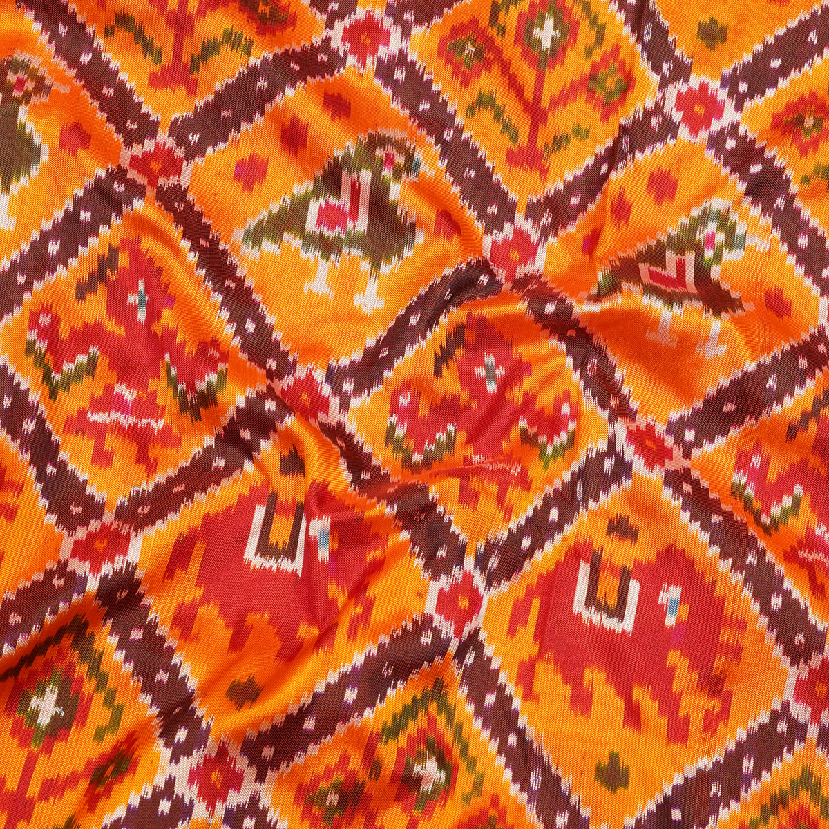Premium Multicolour Ekat-Inspired Geometric Printed Fabric