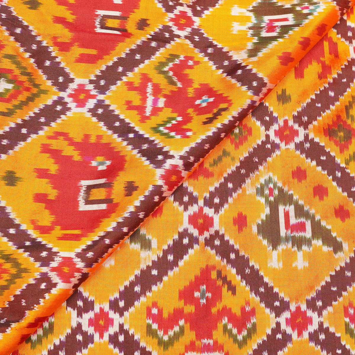 Premium Multicolour Ekat-Inspired Geometric Printed Fabric