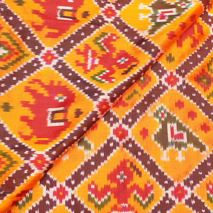 Premium Multicolour Ekat-Inspired Geometric Printed Fabric