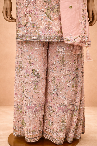 Blush Pink Embroidered Sharara Set with Dupatta