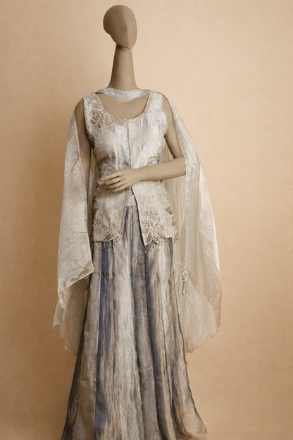 Elegant Tissue Silk Embroidered Ethnic Wear Palazzo Set