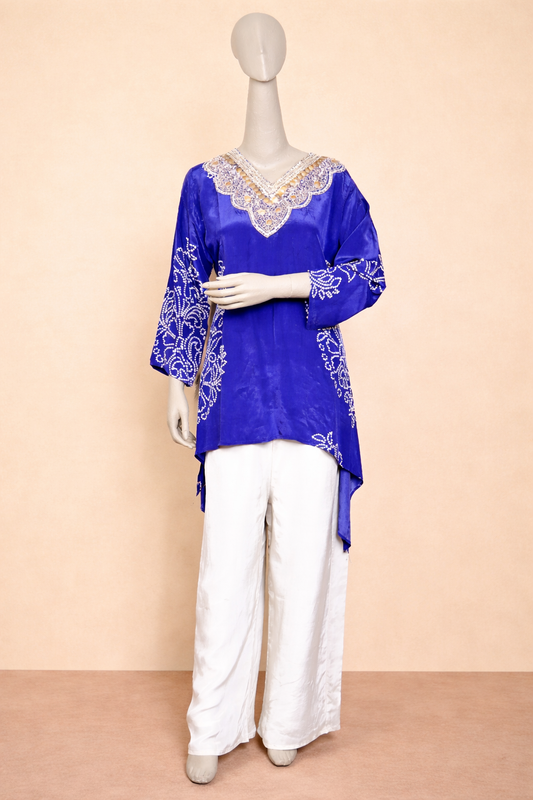Royal Blue Embroidered Cord Set