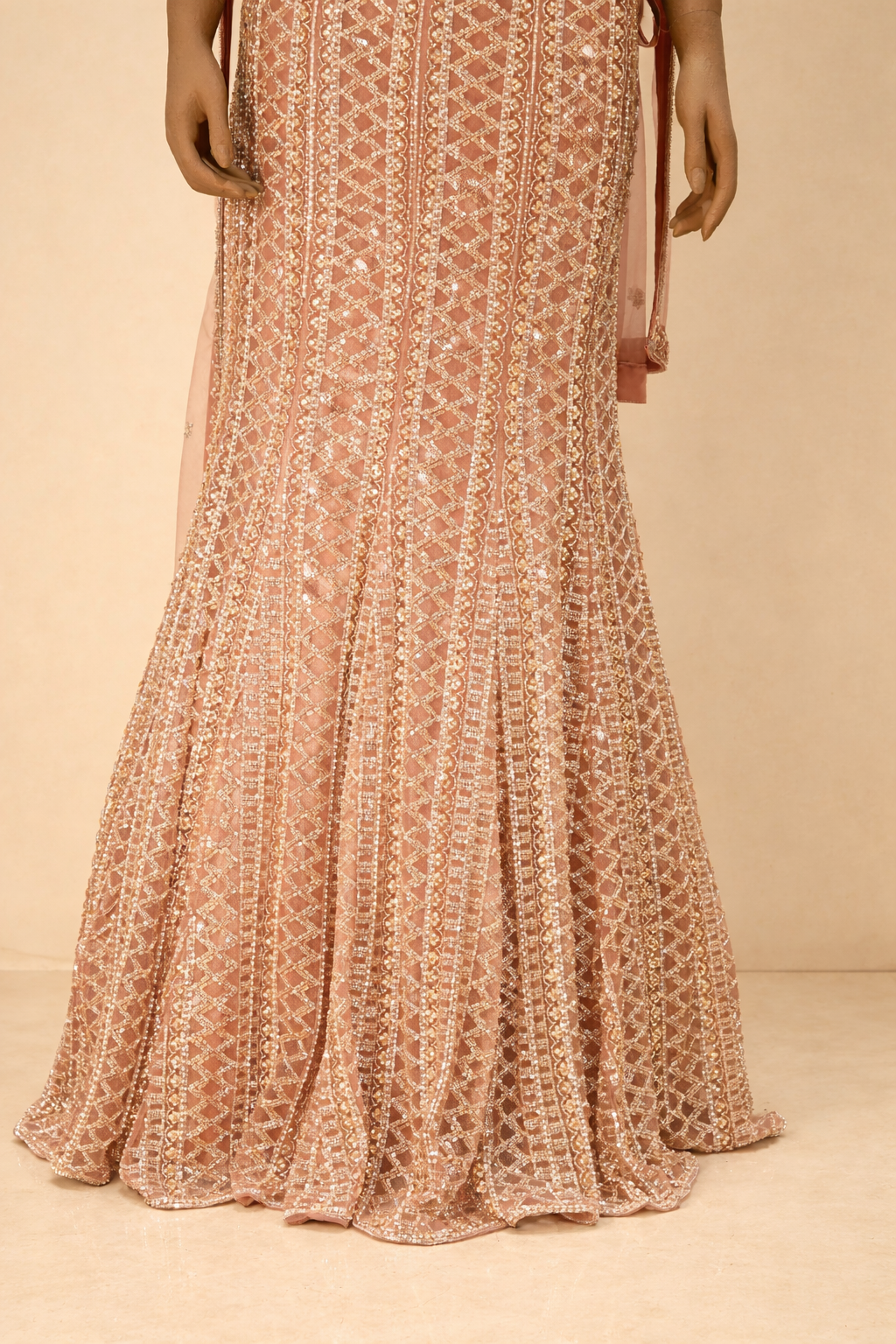 Blush Pink Embellished Mermaid Lehenga Set