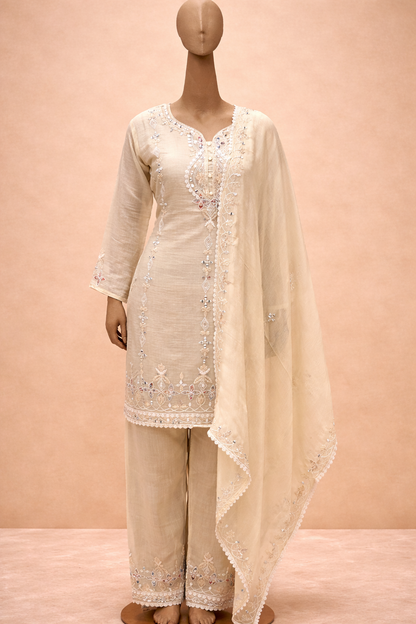 Ivory Elegance Embroidered Suit Set