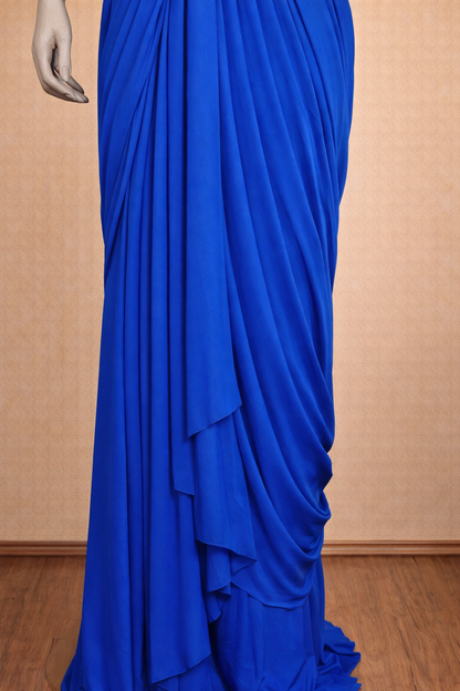 Royal Blue Embellished Saree Gown