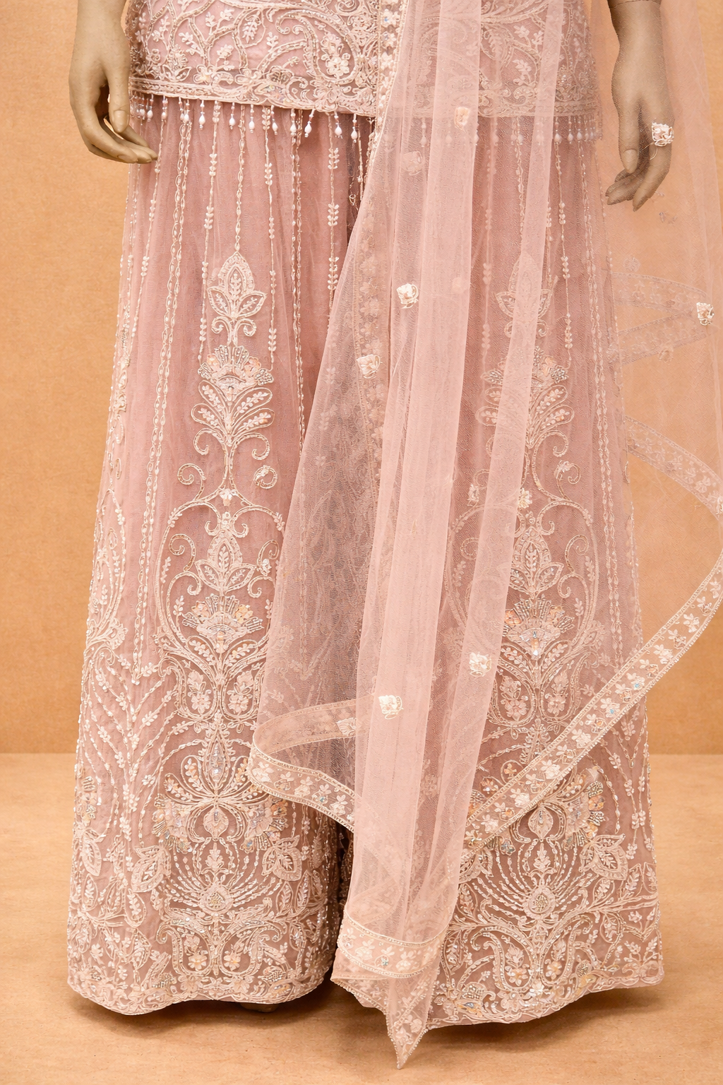 Blush Pink Embroidered Sharara Set with Dupatta