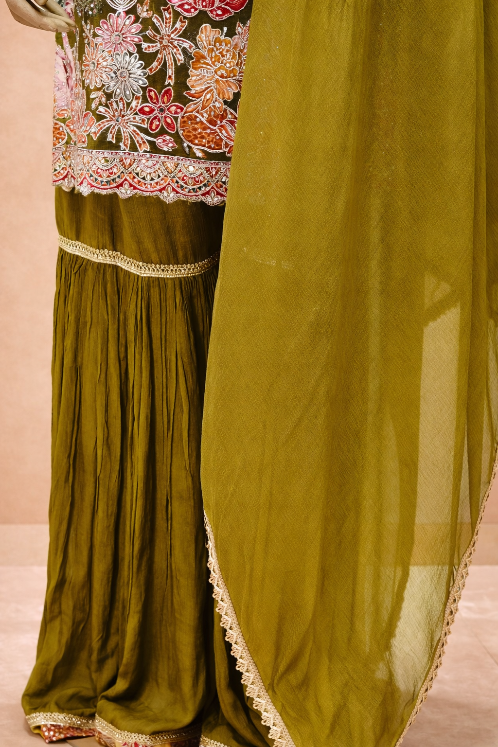 Olive Garden Embroidered Sharara Set
