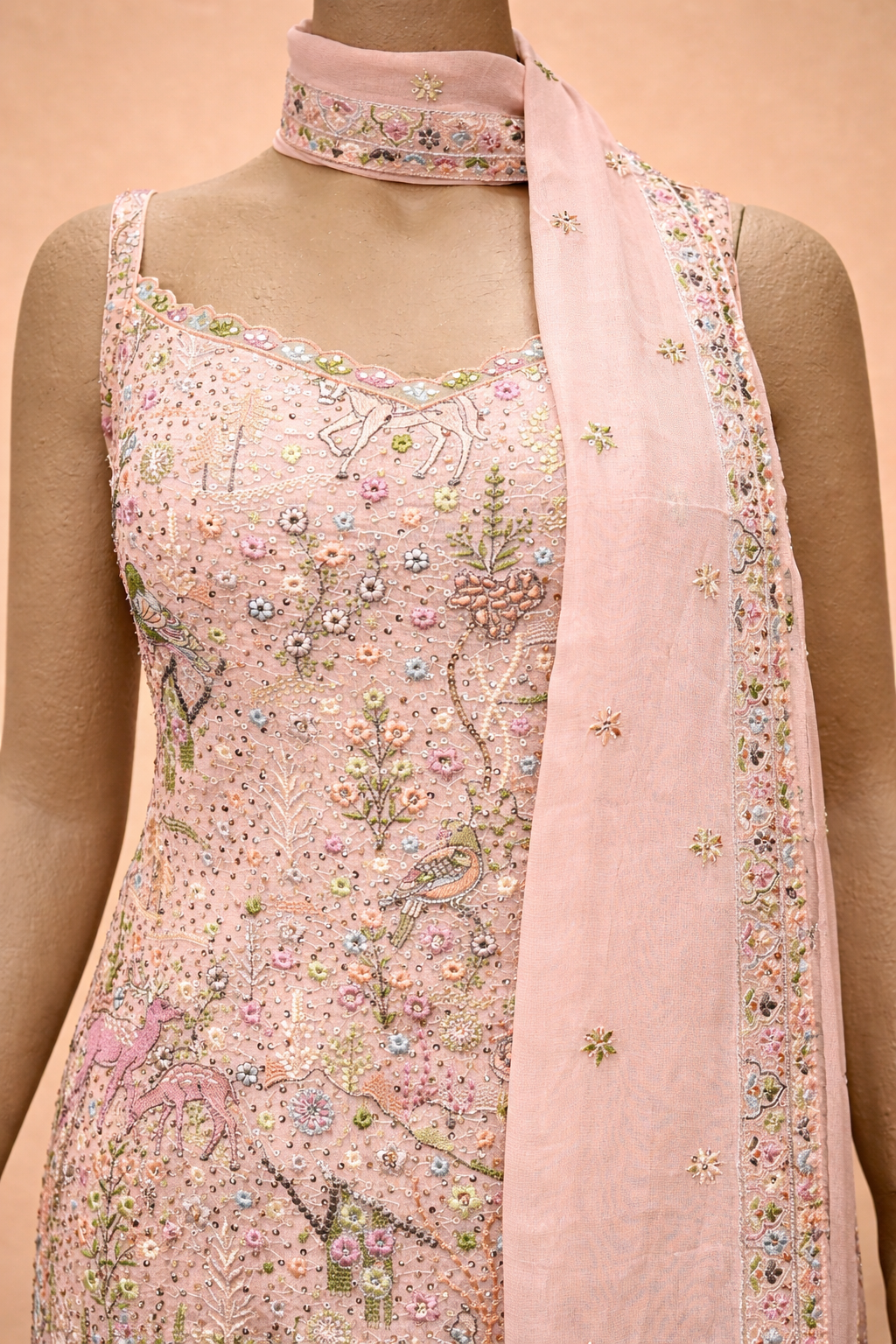 Blush Pink Embroidered Sharara Set with Dupatta