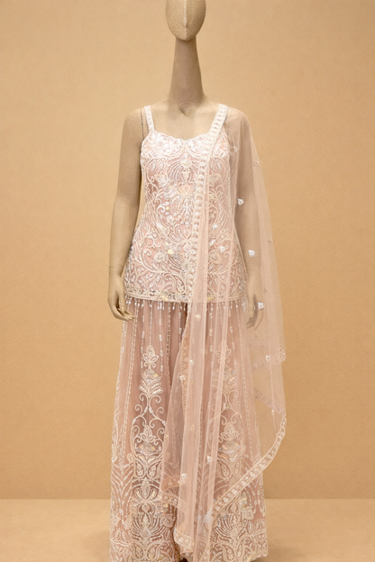 Blush Pink Embroidered Sharara Set with Dupatta