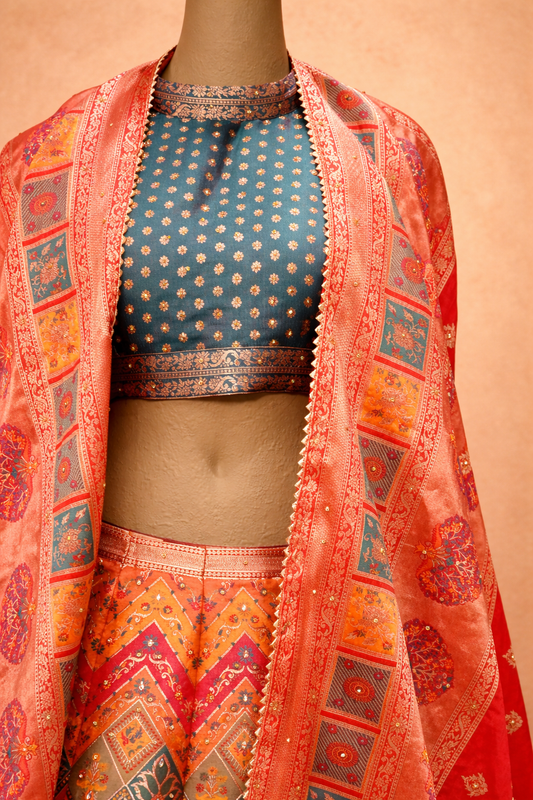 Heritage Fusion Multi-Color Lehenga