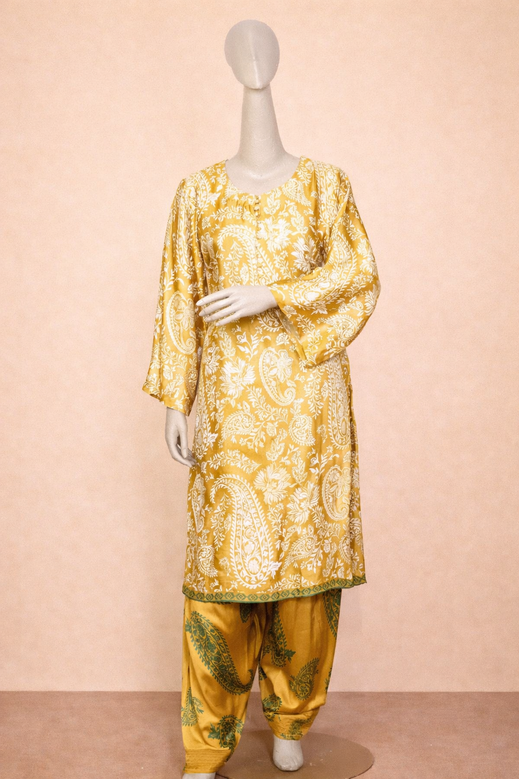 Mustard Paisley Printed Cord Set