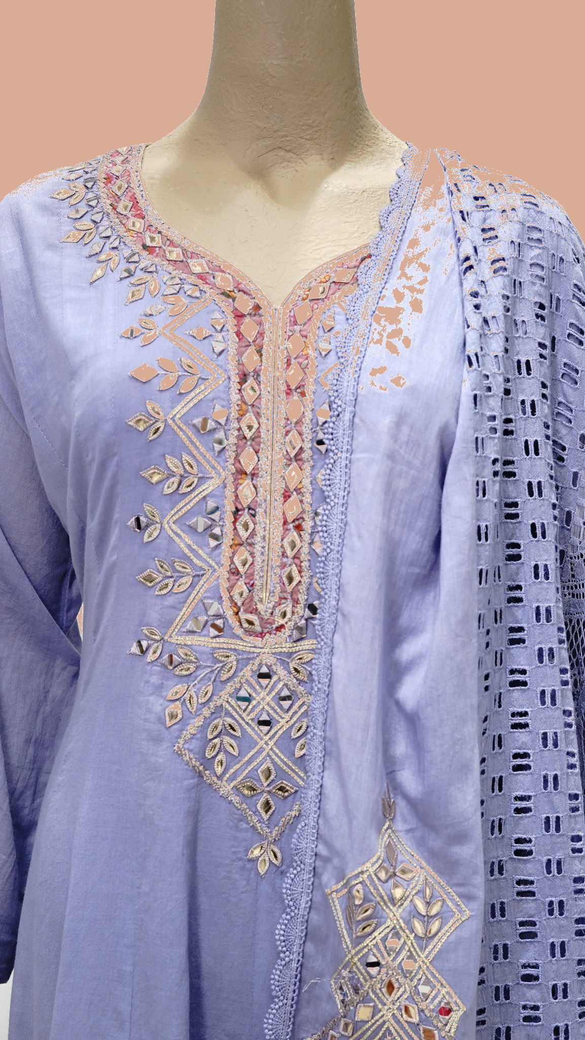 Lavender Embroidered Anarkali Set with Dupatta