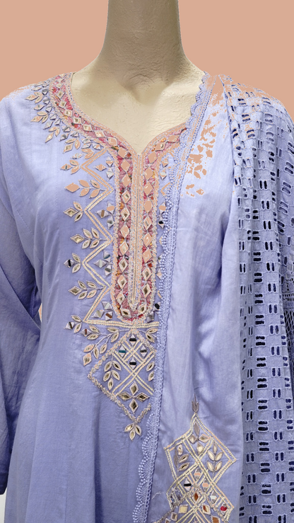 Lavender Embroidered Anarkali Set with Dupatta